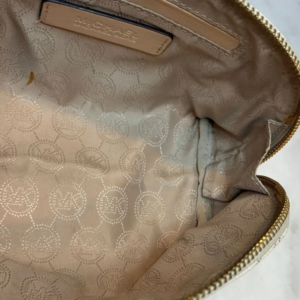 Michael Kors Cosmetic Bag Coated Canvas Signature Logo Travel Case